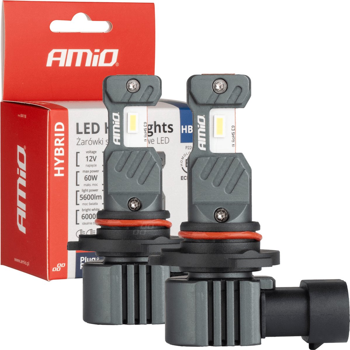 Amio LED HB4 Scheinwerfer Nebelscheinwerfer Hybrid Serie 9006 weiß 6000k - 5600lm Canbus 60W