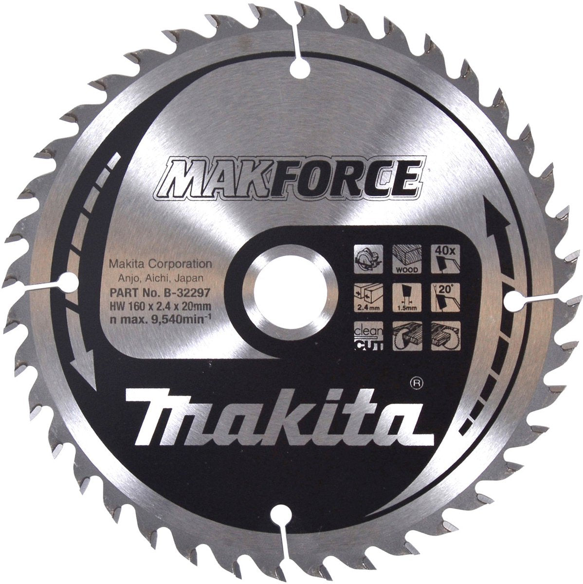 Makita b-32297 Makforce Handkreissägeblatt – 160 x 20 mm, 40 Zähne