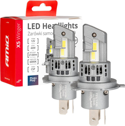 Amio LED-Scheinwerfer x5 Series Winger H4 6000k max. 44W Abblendlicht weiß