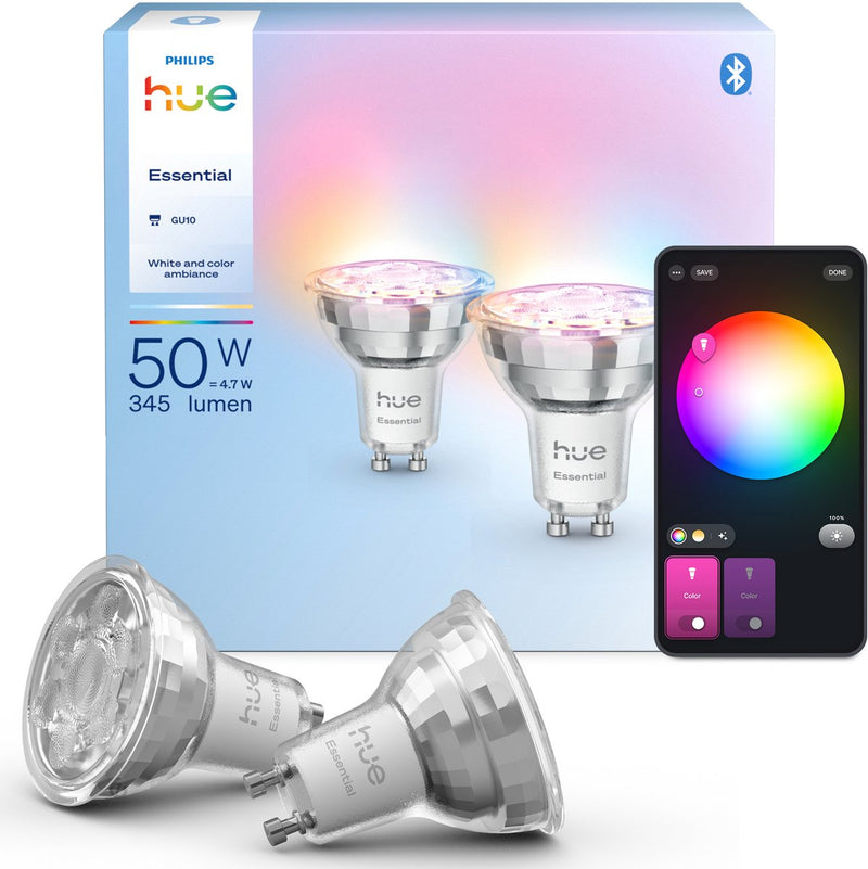 Philips Hue Essential Smart LED Gu10 Strahler – weißes und farbiges Licht – 2er-Pack