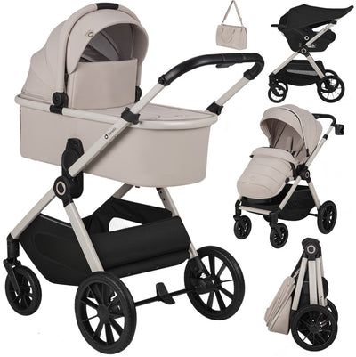 Lionelo Layla - Kinderwagen 3 in 1 - XXL-Set - inkl. i-Size-Autositz – vielseitig und ganzjährig – große Räder – Einhandbedienung – für jedes Gelände – Zubehörset