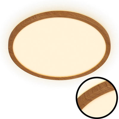 Briloner Tavaholz – LED-Deckenleuchte mit Holzoptik – Deckenleuchte mit indirektem Licht – warmweißes Licht – ø29 – 18 W