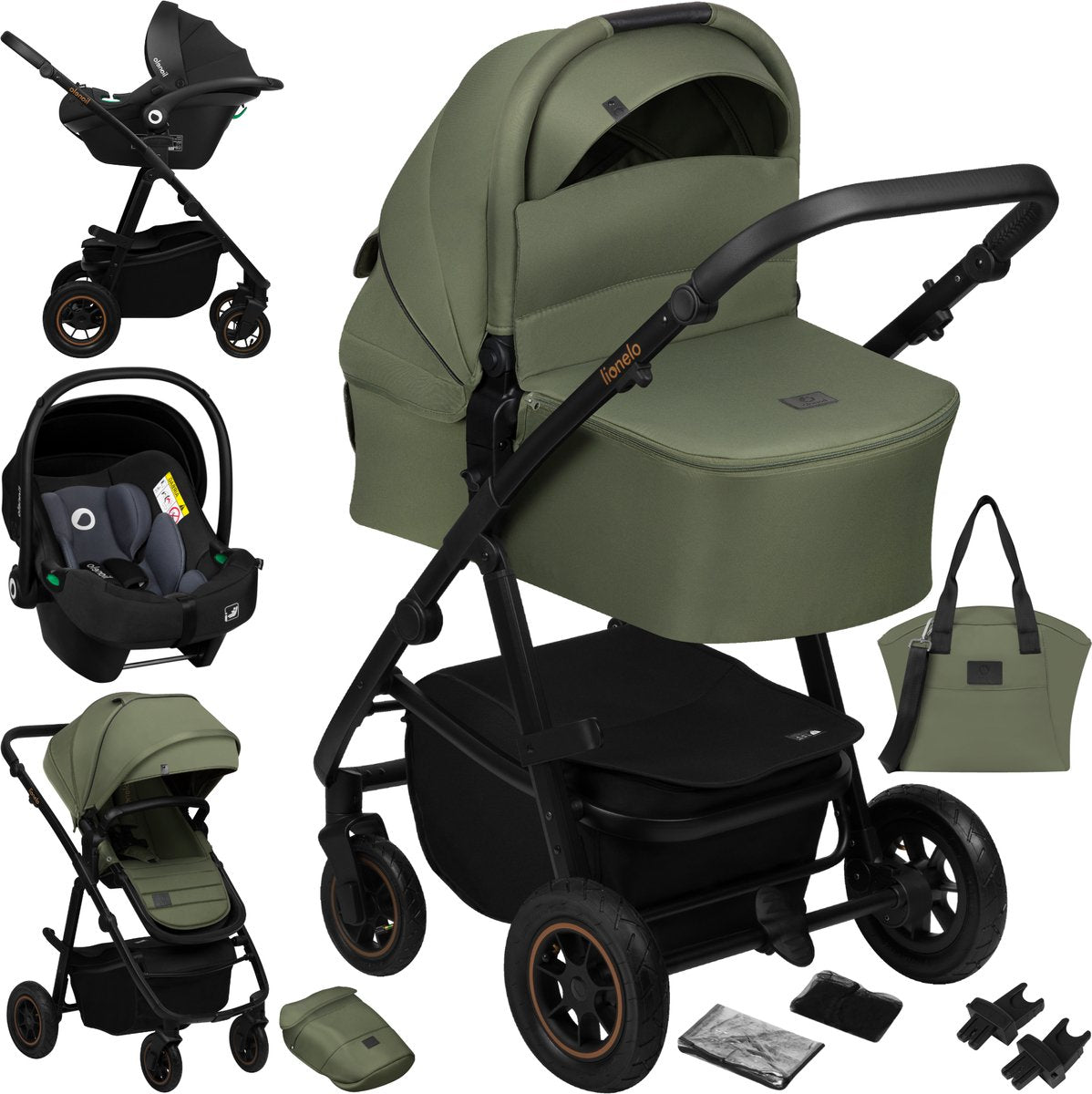 Lionelo Amber Plus 3-in-1 – Kinderwagen – Reisebett – Autositz – XXL-Belüftung