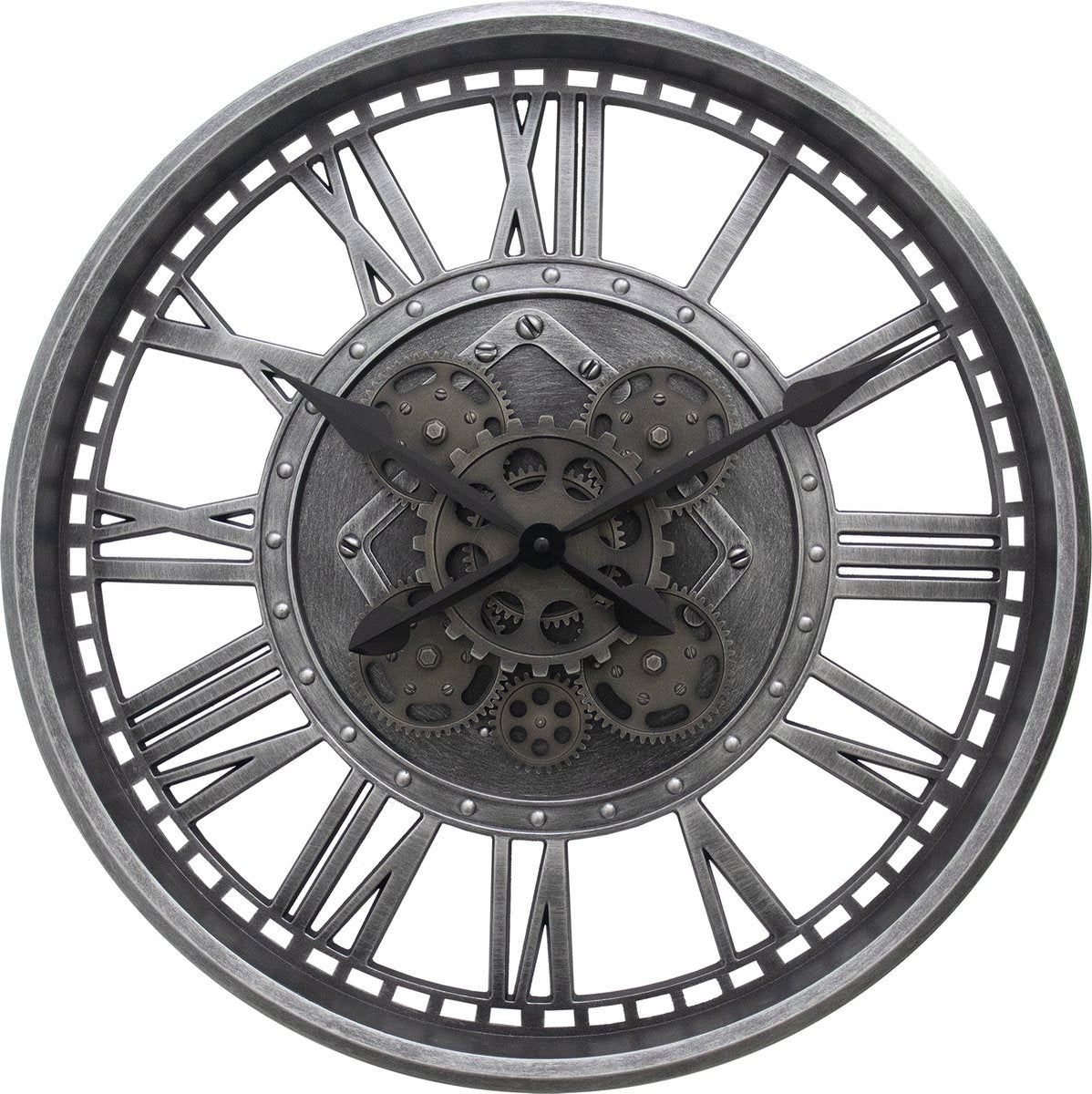 Technoline wt 1585 – Wanduhr – Quarz – Gangwerk durch Extrabatterie – römische Ziffern – Grau – Silber – Schwarz – ∅ 50,8 cm