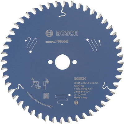 Bosch Zubehör Kreissägeblatt Expert für Holz 165x20x2,6 1,6x48t (für GKT 55 GCE) - 2608644024