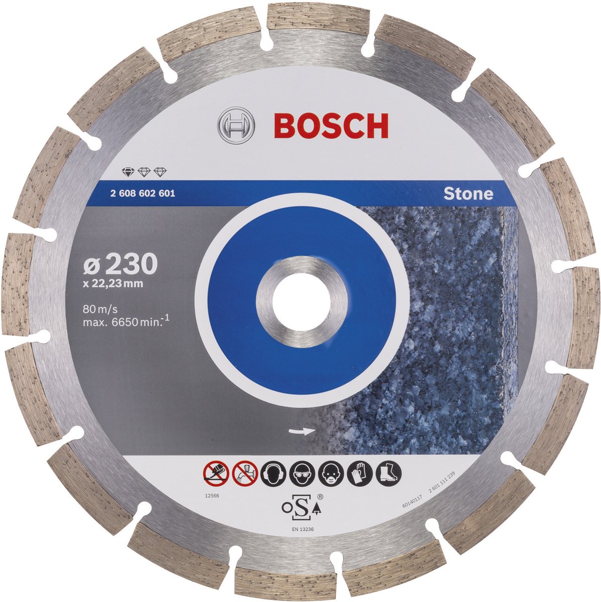 Bosch - Diamanttrennscheibe Standard für Stein 230 x 22,23 x 2,3 x 10 mm