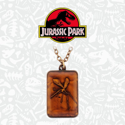 Fanattik Jurassic Park Replika-Halskette mit Bernsteinanhänger, limitierte Auflage