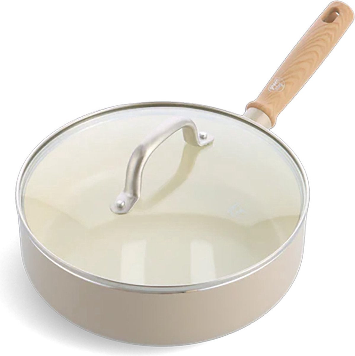 Greenchef Nordics Keramik-Induktionsbratpfanne mit Deckel 24 cm 3,1 l – PFAS-frei – Induktionspfanne – Induktionsbratpfanne – spülmaschinenfest – ofenfest bis 160 °C – Keramik-Antihaftbeschichtung – Kühlgriff – Creme