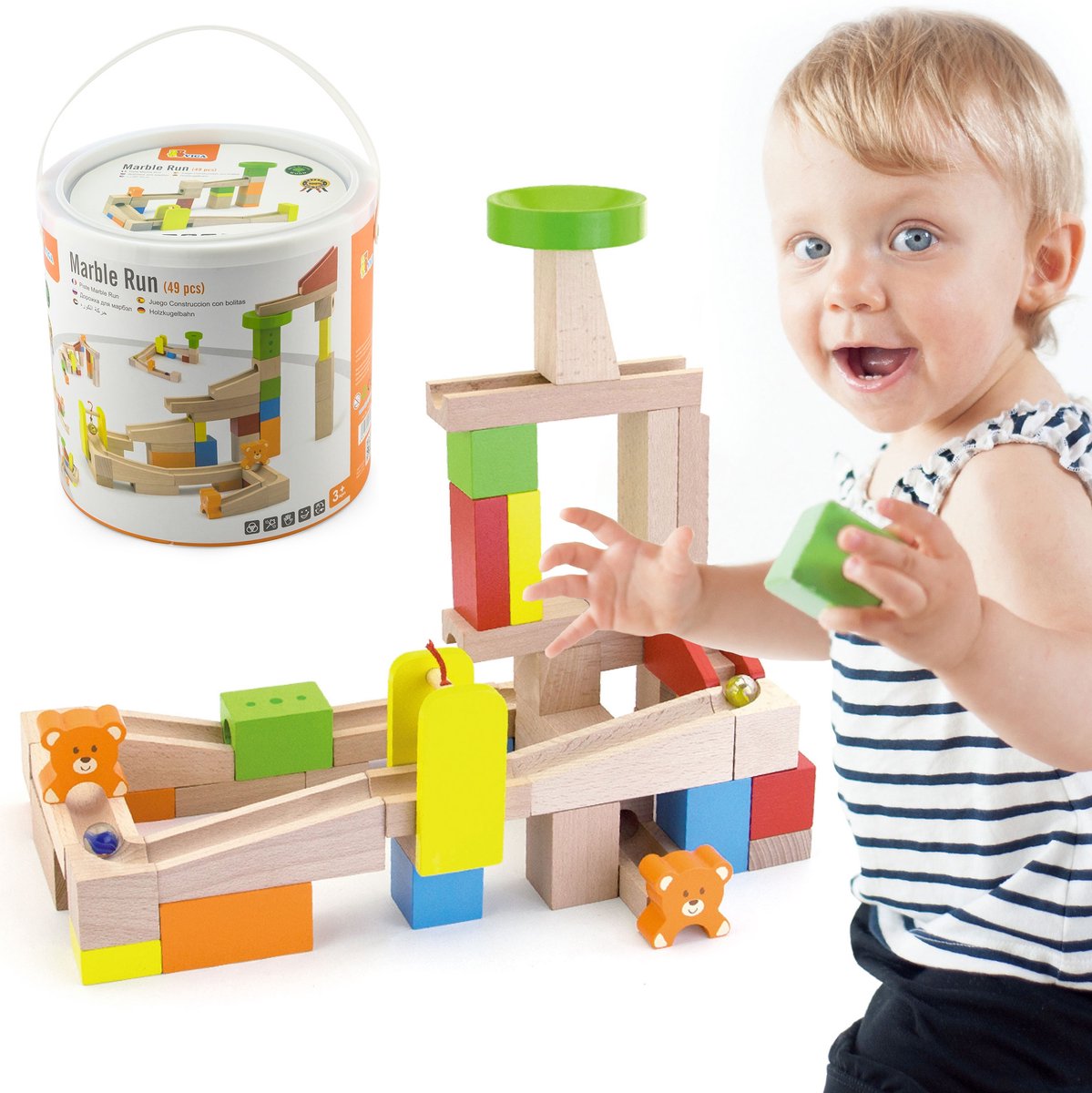 Vigatoys Viga Toys Kugelbahn-Bausatz 49-teilig