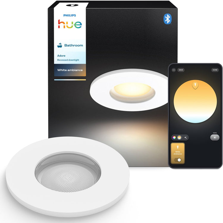 Philips Hue Adore Badezimmer-Einbaustrahler – warmes bis kaltweißes Licht – 1er-Pack – Weiß