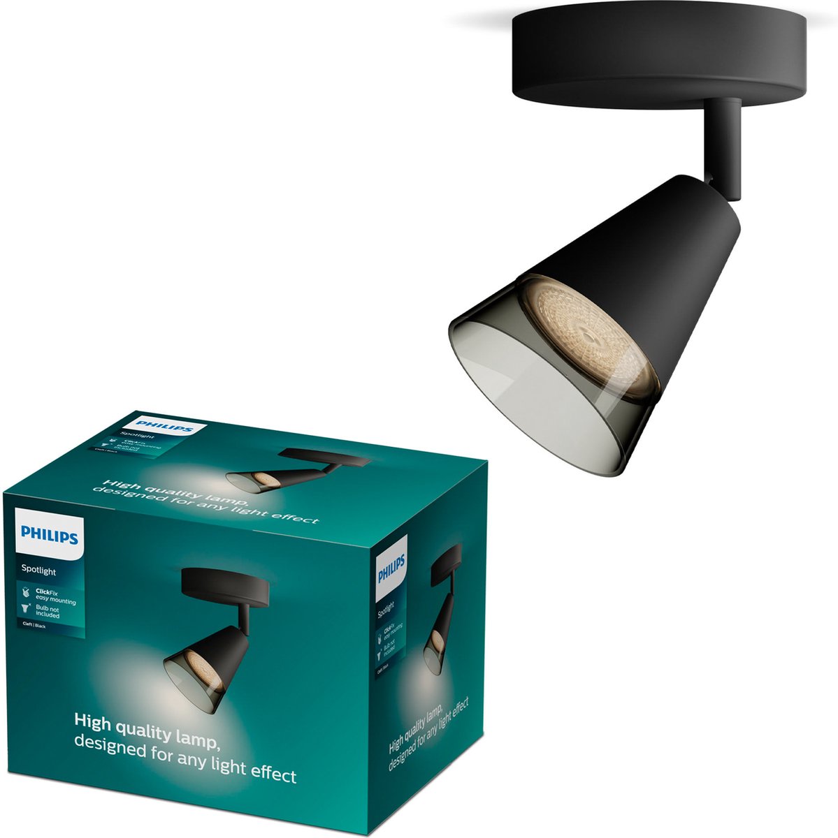 Philips LED Philips Cleft Spot – Wandstrahler – mit Rauchglas – Gu10-LED-Fassung