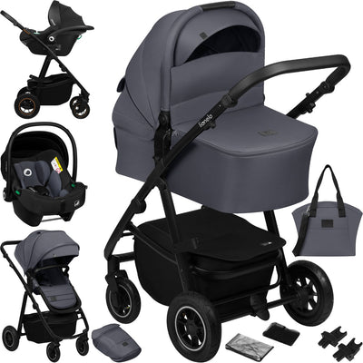 Lionelo Amber Plus 3-in-1-Kinderwagen – Babywanne, Kinderwagen-Autositz – XXL-Belüftung – All-Terrain-Räder – UPF50+ – Universaladapter – Premium-Stoffe – von der Geburt bis 4 Jahre
