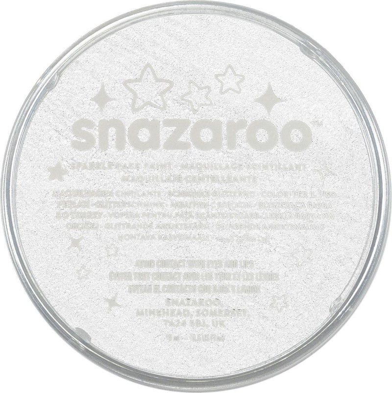 Snazaroo 1118001 – Sparkle White – 18 ml Aqua-Gesichtsfarbe, Kinder-Gesichtsfarbe für Kinder und Erwachsene