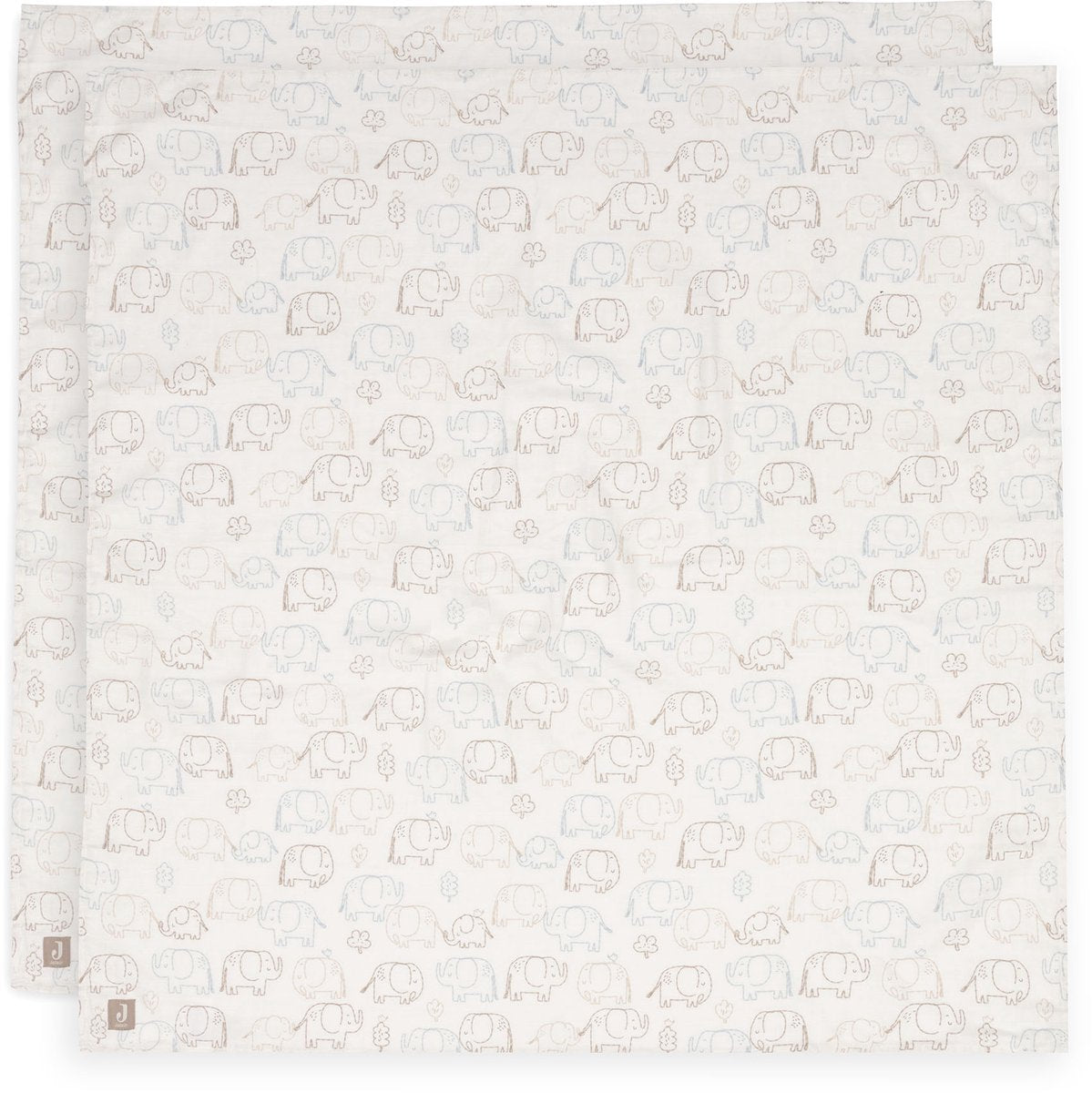 Jollein hydrophiles Tuch groß – 115 x 115 cm – Elefantengeschichten – 2 Stück