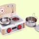 Hape 2-in-1-Küchengrillset – Spielzeugküche mit Metallzubehör, Klickknöpfen und Uhr, ab 3 Jahren