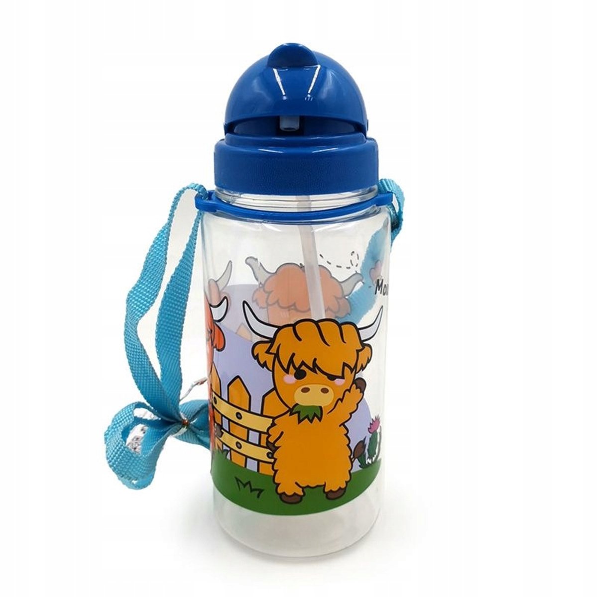 ECOZEN Kinderwasserflasche 450 ml Flip Stroh Adoramals Highland Koe