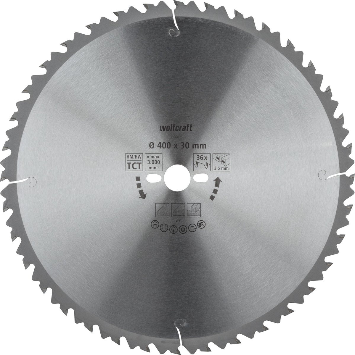 Wolfcraft - Säge-Tischkreissägeblatt 400x30mm - 36 Zähne - Sägeblatt für Tischkreissäge - Serie grün - 6668000