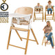 Lionelo Celia 3-in-1-Hochstuhl aus Holz – vom Baby bis zum Erwachsenen – verstellbare Sitzfußstütze – 5-Punkt-Gurt – Kunstlederpolsterung – inklusive Babyset-Futtertablett – Belastbarkeit bis 110 kg