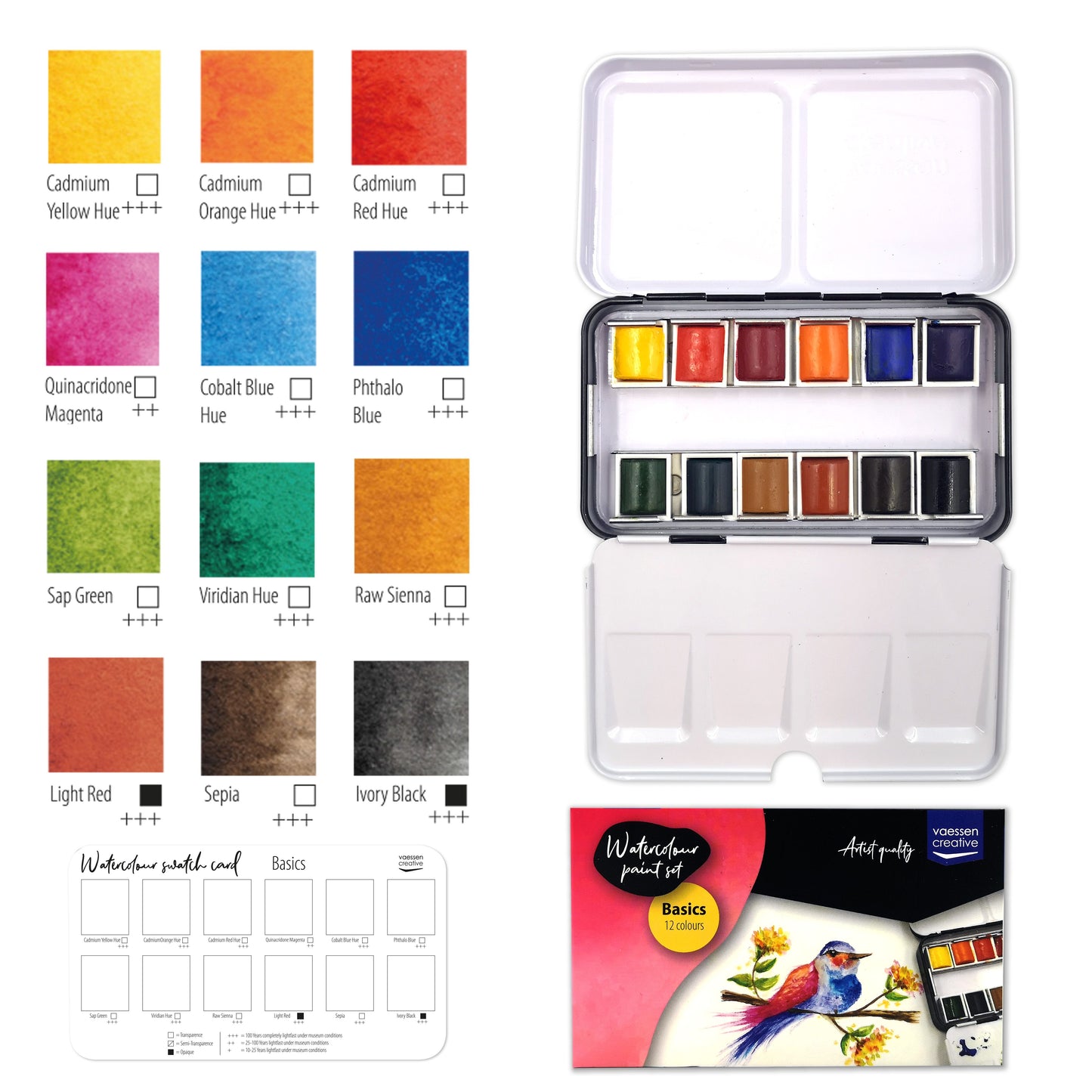 Vaessen creative • Aquarellfarben-Set Basic 12 Farben