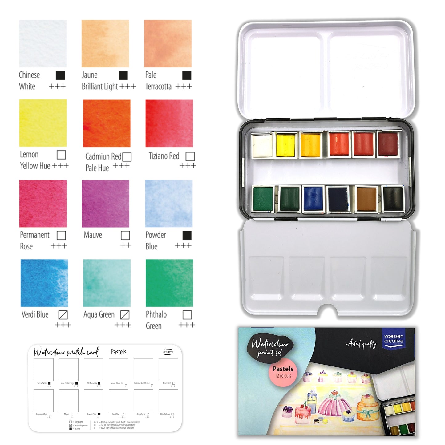 Vaessen creative • Aquarellfarben-Set Pastell 12 Farben