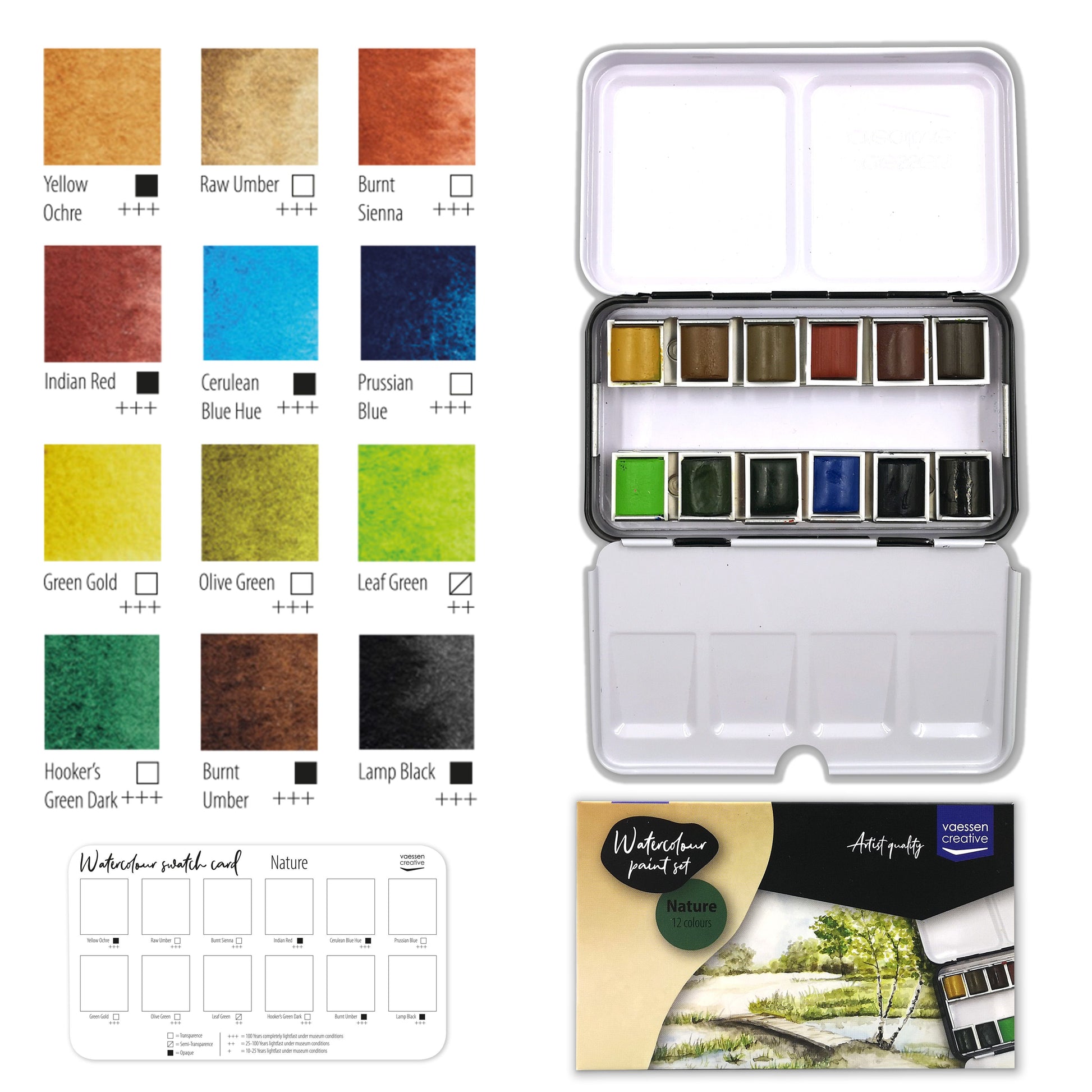 Vaessen creative • Aquarellfarben-Set Natur 12 Farben