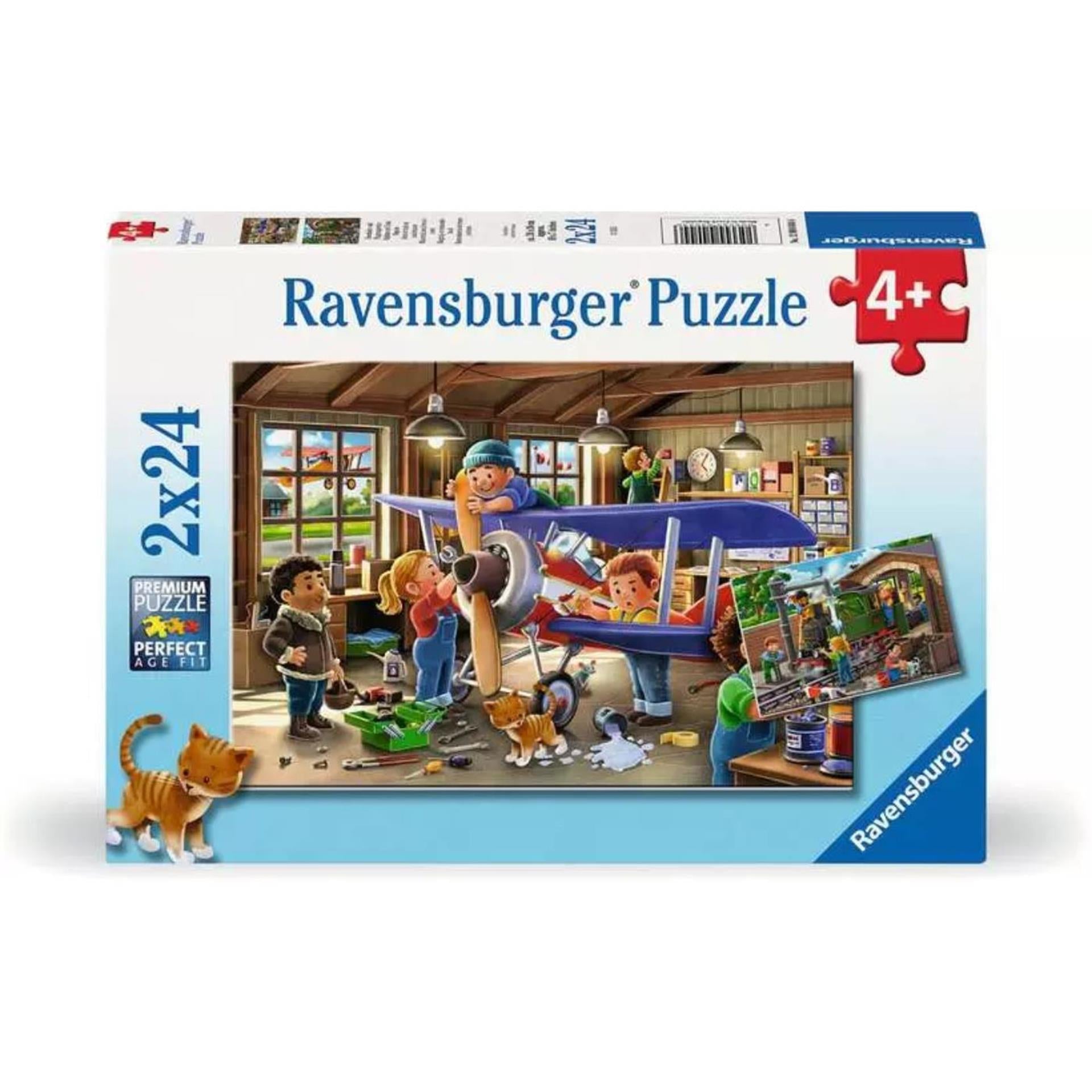 Ravensburger Jigsaw Puzzle Flugzeug und Zugreparatur, 2x24st.