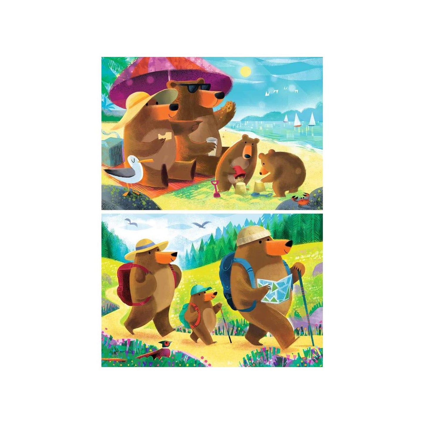 Ravensburger Puzzle Bär Familienurlaub - 2x24 Teile.