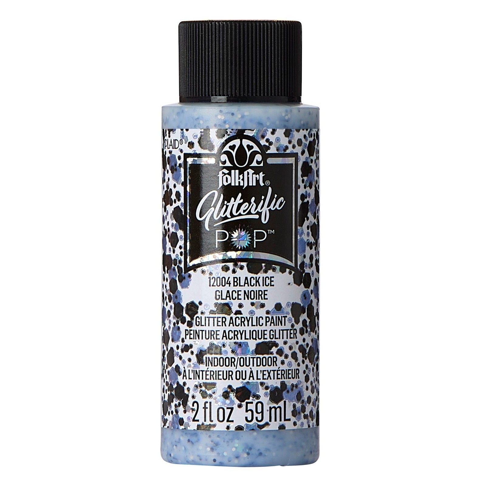 Folkart • glitzernde Pop-Acrylfarbe, schwarzes Eis, 59 ml