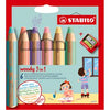 Stabilo Woody 3in1 Bleistifte - 6 Farben + Bleistift schärfer