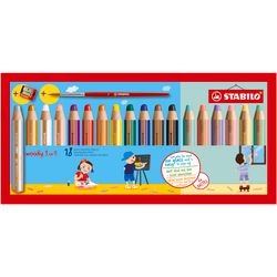 Stabilo Woody 3in1 Bleistifte - 18 Farben + Bleistift Schlamm