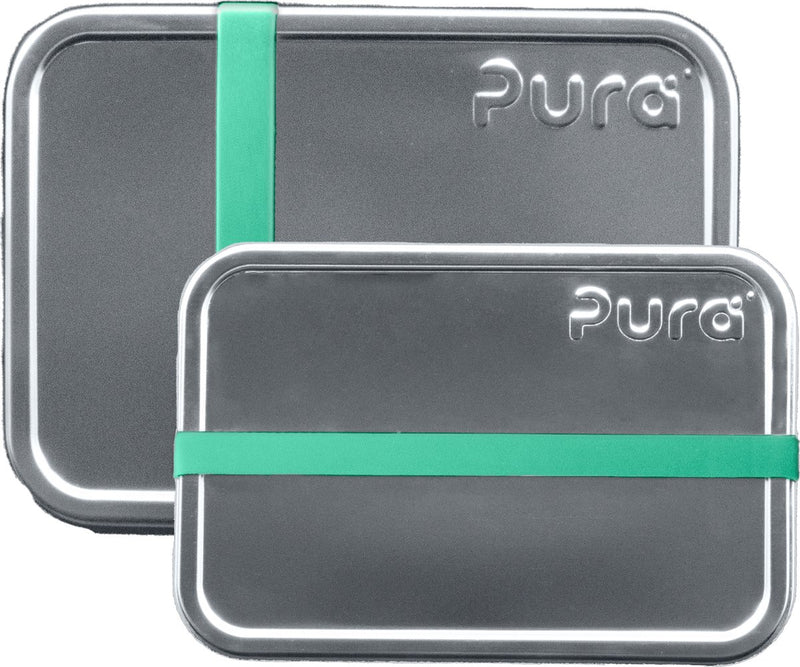 Pura Lunchbox 2er Set - klein und groß + Silikonband Moos