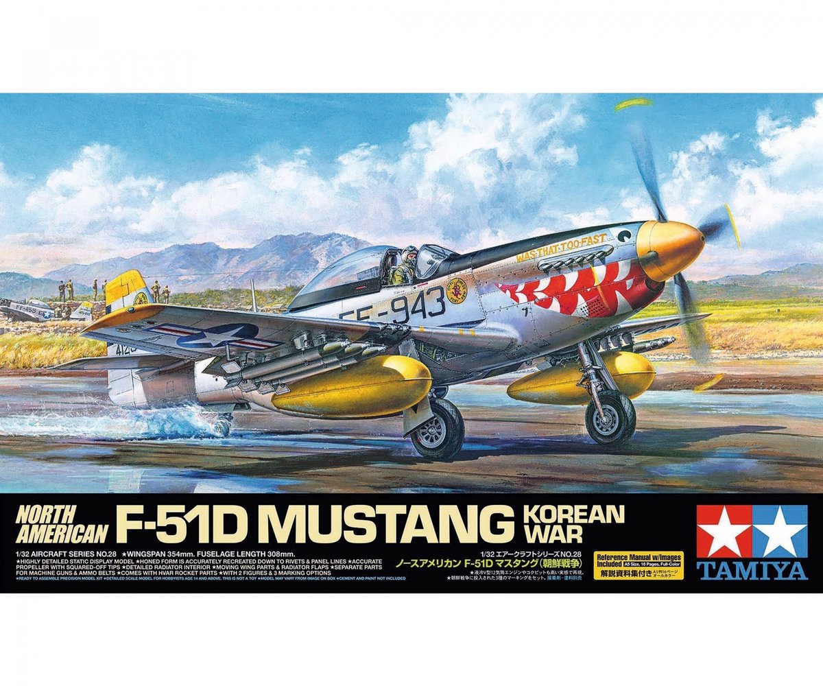 Tamiya Modellbausatz Militärfahrzeuge – 60328 F-51D Mustang Korea War Plastic – 1:32 – Modellbau