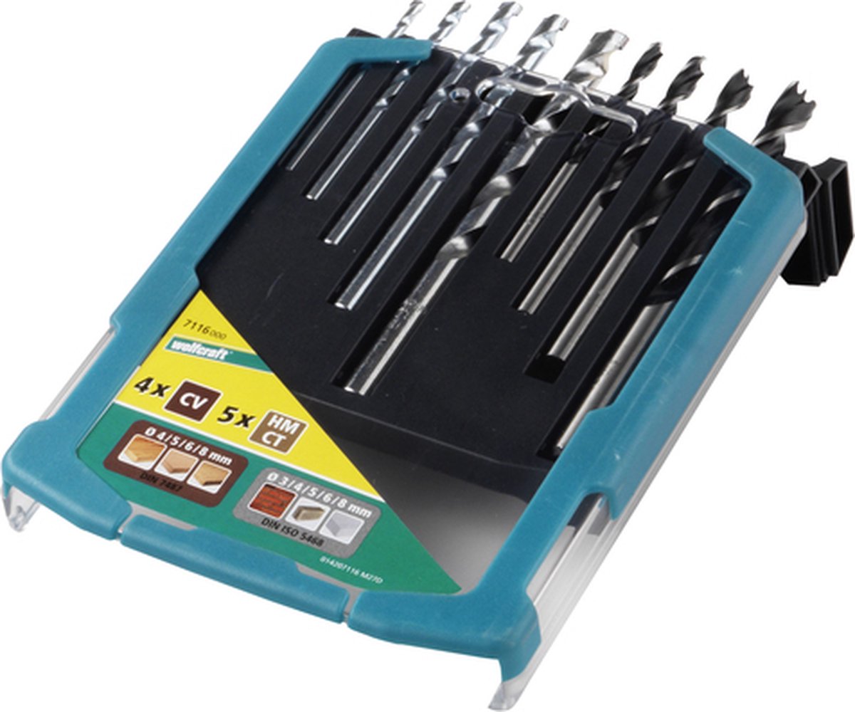 Wolfcraft Bohrerset | Steinholz | 9-teilig | 1 Satz - 7116000