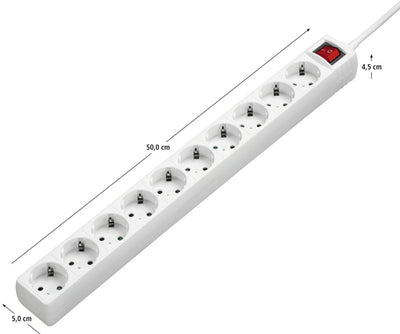 Hama Steckdosenleiste mit Schalter - 10-fach - 3m Kabel - Weiß
