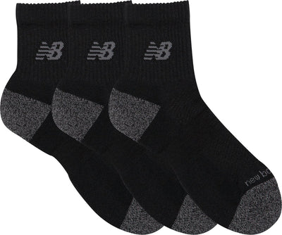 New Balance Active QTR Socken 3er-Pack Unisex-Sportsocken – Schwarz