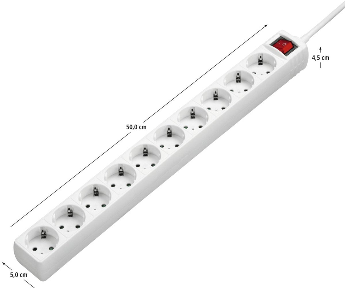 Hama Steckdosenleiste mit Schalter - 10-fach - 3m Kabel - Weiß