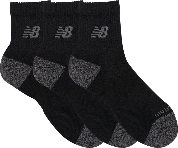 New Balance Active QTR Socken 3er-Pack Unisex-Sportsocken – Schwarz