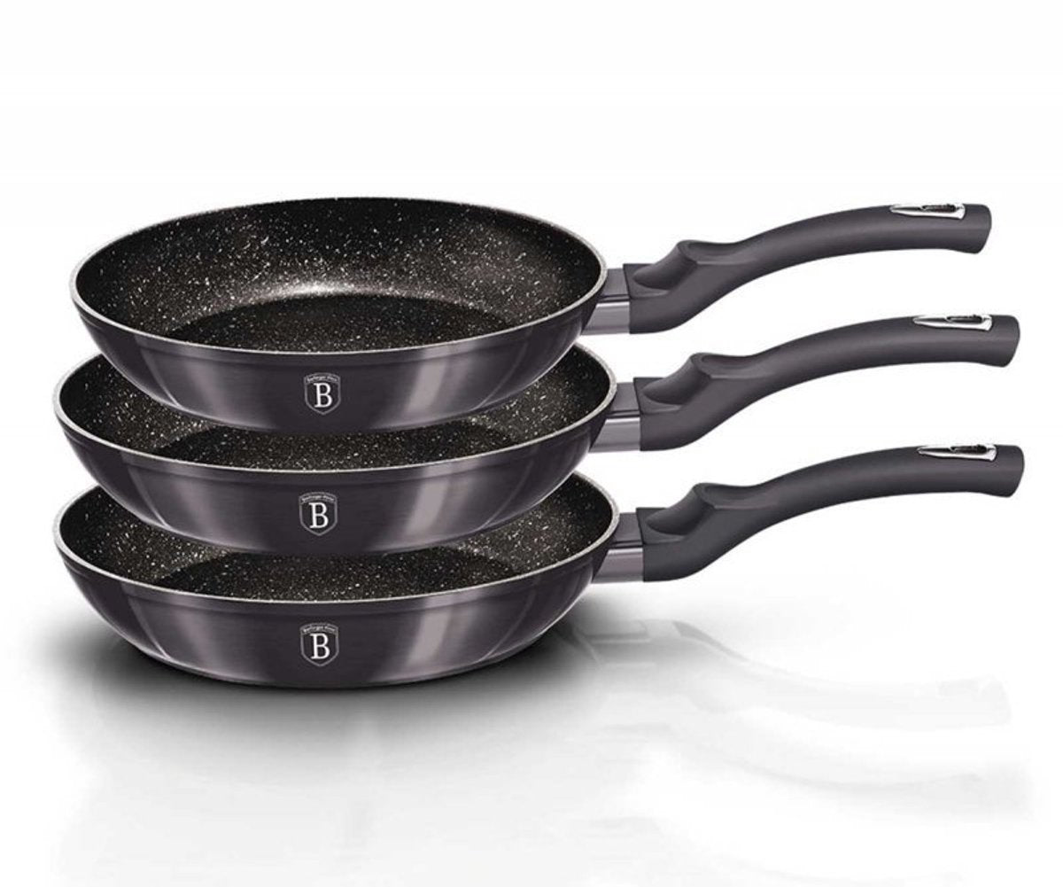 Berlinger Haus Carbon Pro Serie – Pfannenset – Granitbeschichtung – ø20, ø24, ø28 cm