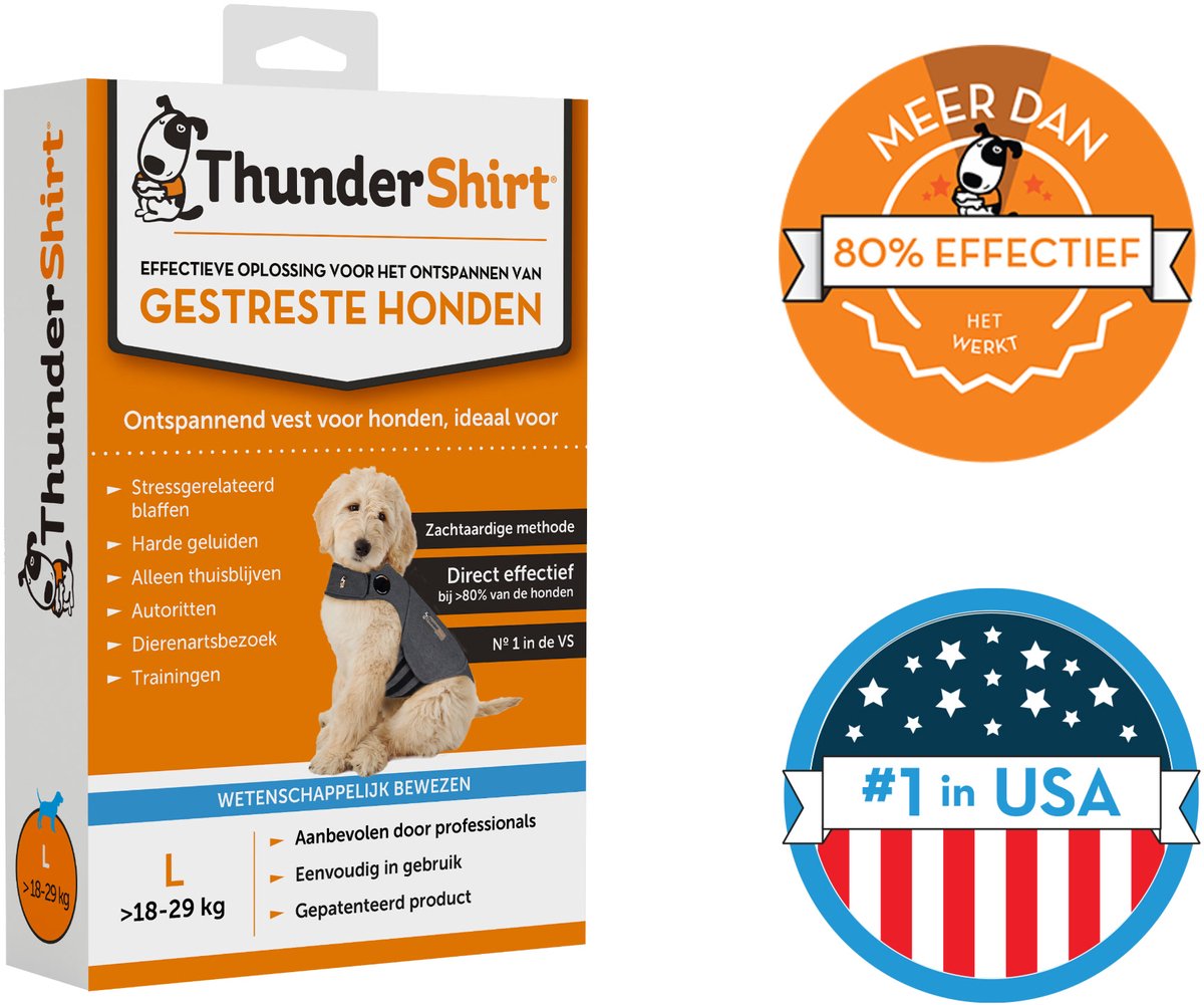 Thundershirt l – Nr. 1 Entspannungsweste für gestresste Hunde – sofort beruhigend – einfache Anwendung – sanfte Methode