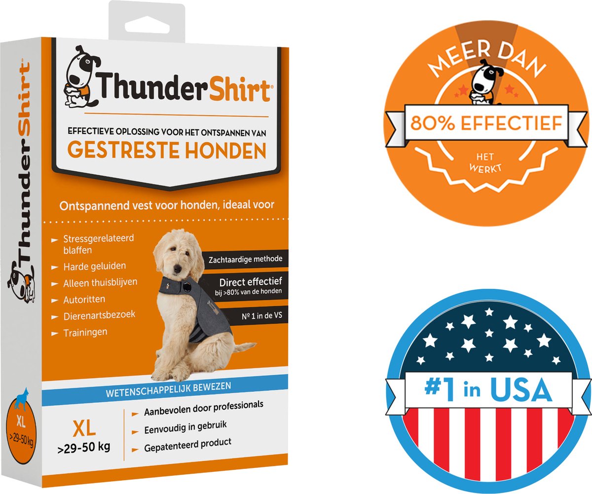 Thundershirt XL – Nr. 1 Entspannungsweste für gestresste Hunde – sofort beruhigend – einfache Anwendung – sanfte Methode