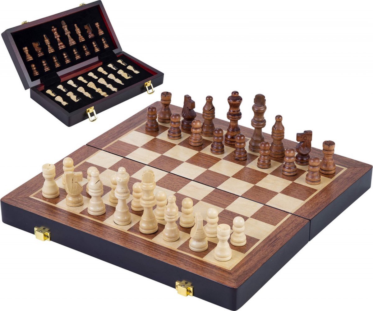 Basic Holzfalt -Schachspiel 38.5x38.5x5,8 cm