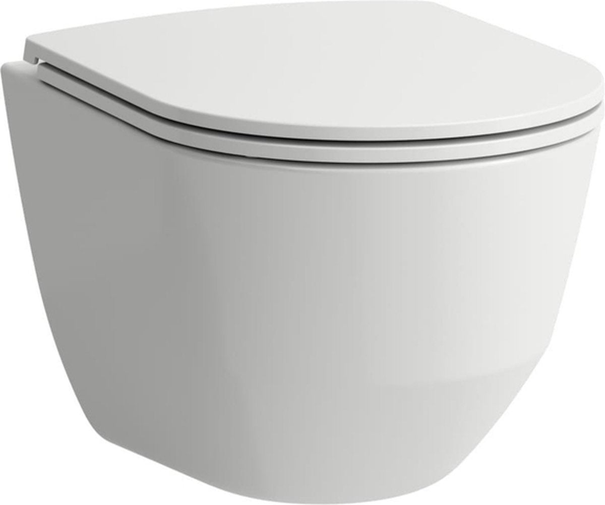 Laufen Pro Pack Wandtoilette – 49 x 36 x 34,5 cm – spülrandlos – tiefe Spülung – schmaler Sitz – Absenkautomatik – glänzendes Weiß