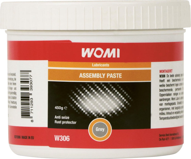 Womi Montagefett W306 – 450 g – grau – druckbeständig, korrosionsbeständig – für schwere Belastungen – professionelles Montagefett