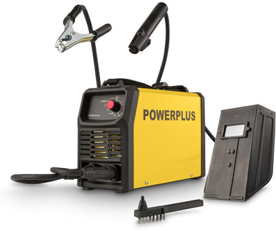 Powerplus Elektroschweißgerät powx481 – 10a – 160a Schweißstrom mit Stahlbürstenschweißhammer