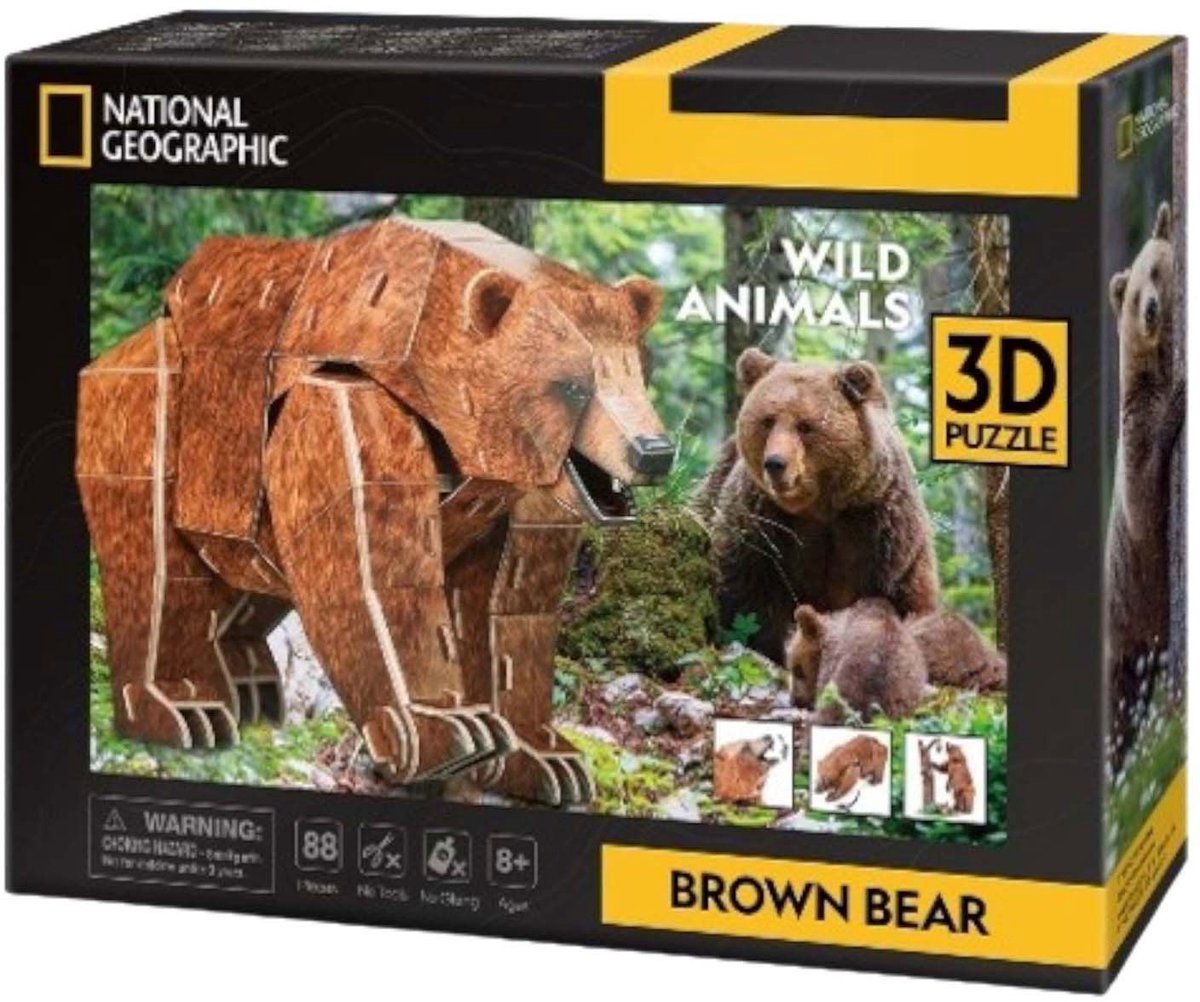 Kubikfun 3D -Puzzle National Geographischer Braunbär