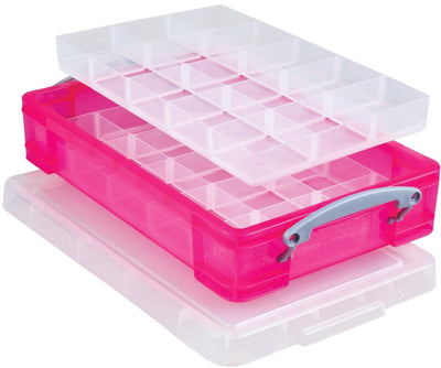 Wirklich nützliche Box 4 Liter mit 2 Trennwänden transparent leuchtend rosa