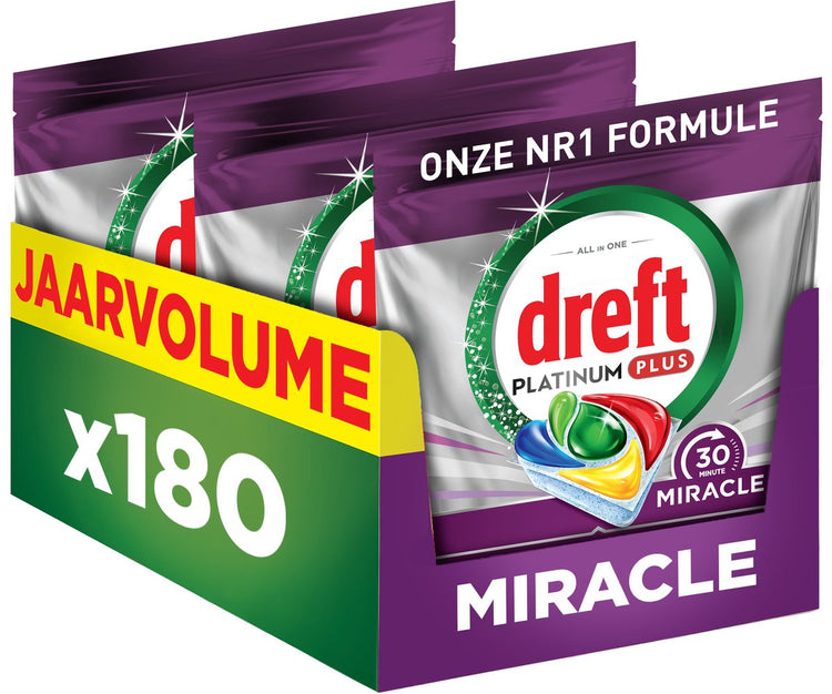 Dreft Platinum Miracle All-in-One – 30-Minuten-Wunder-Spülmaschinentabletten – Zitrone – 180 Stück