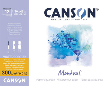 Canson Montval Aquarellpapier | weiß mit feiner Körnung 300 g m² | ft 36 x 48 cm | Block mit 12 Blatt