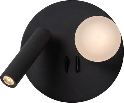 Lucide Matiz – Nachttischlampe Wandleuchte – ø 16,5 cm – LED – 3000 K – mit USB-Ladepunkt – Schwarz
