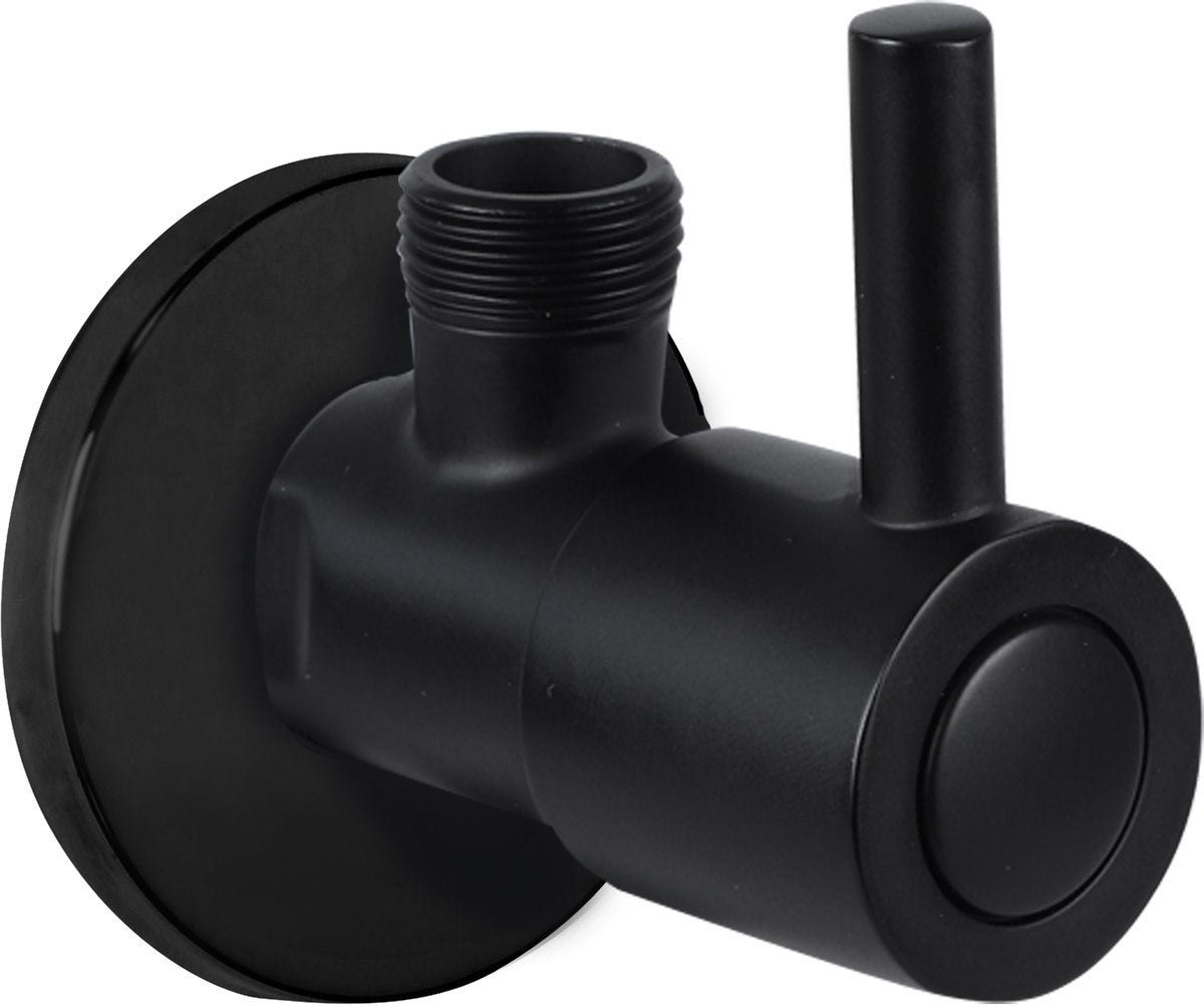 Differnz Eckventil schwarz matt - mit Rosette - WC-Armatur